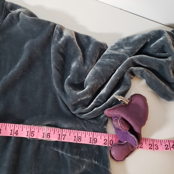 J.Jill Velvet Mockneck Band Collar Buttondown Women's Shirt Top Lux Silk S - Picture 8 of 13